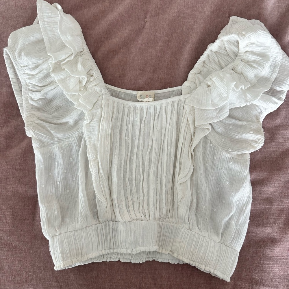 Surf Gypsy White Puff Sleeve Blouse with Ruffled Details